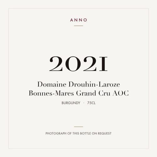 Domaine Drouhin-Laroze Bonnes-Mares Grand Cru 2021 AOC 0,75l from Burgundy — ANNO vintage card; photograph of the actual bottle available on request