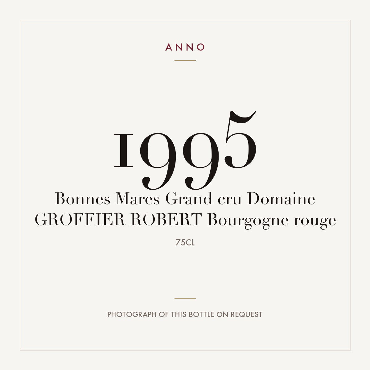 Domaine Robert Groffier Bonnes-Mares Grand Cru 1995 AOC 0,75l — ANNO vintage card; photograph of the actual bottle available on request