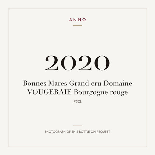 Domaine de la Vougeraie Bonnes-Mares Grand Cru 2020 AOC 0,75l — ANNO vintage card; photograph of the actual bottle available on request