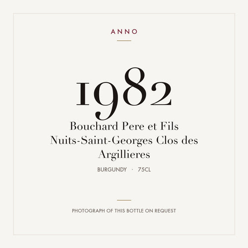 Bouchard Pere et Fils Nuits-Saint-Georges Clos des Argillieres 1982 0,75l — card dell'annata ANNO; foto della bottiglia reale disponibile su richiesta