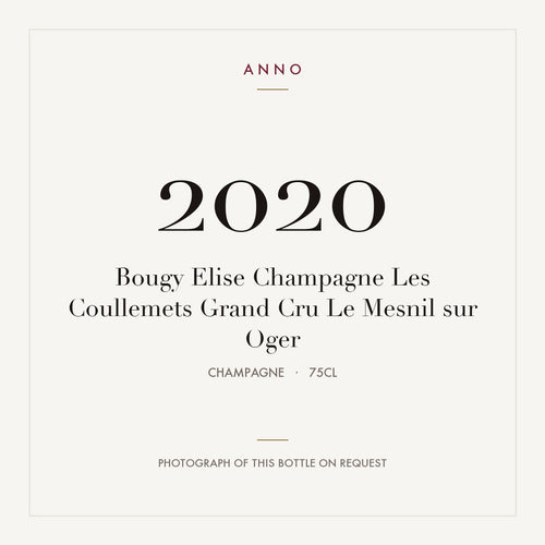 Bougy Elise Champagne Les Coullemets Grand Cru Le Mesnil sur Oger 2020 0,75l from Champagne — ANNO vintage card; photograph of the actual bottle available on request
