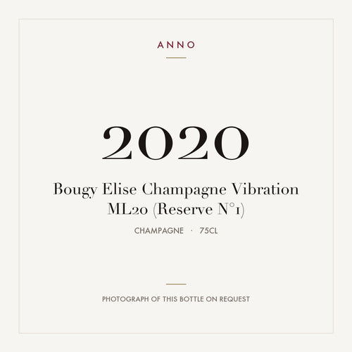Bougy Elise Champagne Vibration ML20 (Reserve N°1) 2020 0,75l from Champagne — ANNO vintage card; photograph of the actual bottle available on request