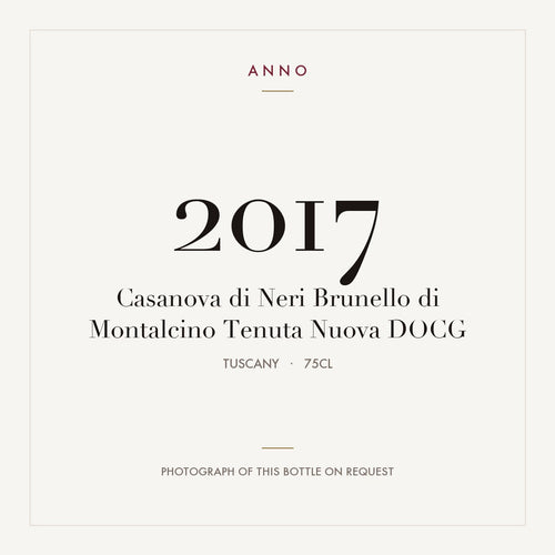 Casanova di Neri Brunello di Montalcino Tenuta Nuova 2017 DOCG 0,75l from Tuscany — ANNO vintage card; photograph of the actual bottle available on request