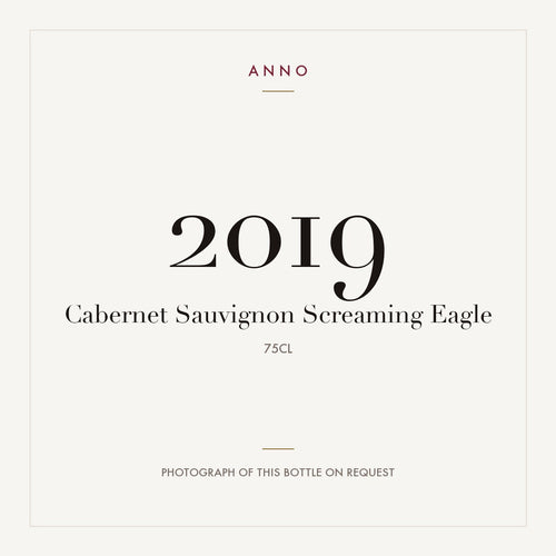 Screaming Eagle Cabernet Sauvignon 2019 0,75l — card dell'annata ANNO; foto della bottiglia reale disponibile su richiesta