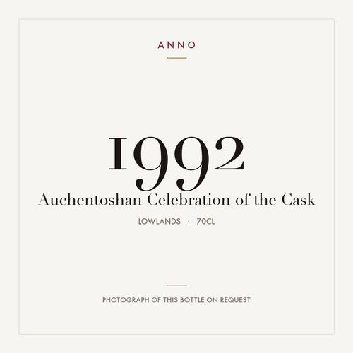 Auchentoshan Celebration of the Cask 1992 0,7l from Lowlands — ANNO vintage card; photograph of the actual bottle available on request