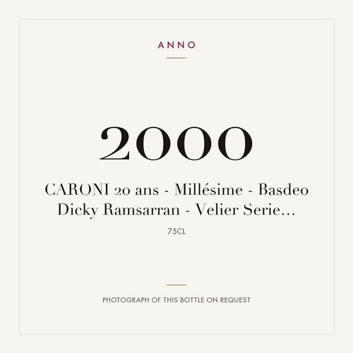 Caroni Basdeo Dicky Ramsarran Velier Serie Employees 4th Release 20 ans 2000 0,75l — ANNO vintage card; photograph of the actual bottle available on request