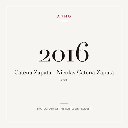 Catena Zapata Nicolas Catena Zapata 2016 0,75l — ANNO vintage card; photograph of the actual bottle available on request