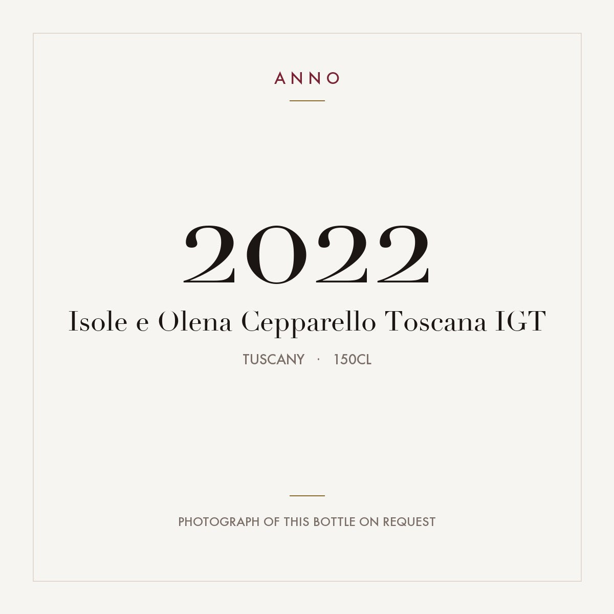 Isole e Olena Cepparello Toscana 2022 IGT 1,5l, Тоскана — карточка урожая ANNO; фото настоящей бутылки по запросу