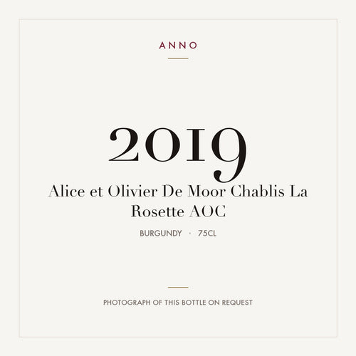 Alice et Olivier De Moor Chablis La Rosette 2019 AOC 0,75l from Burgundy — ANNO vintage card; photograph of the actual bottle available on request