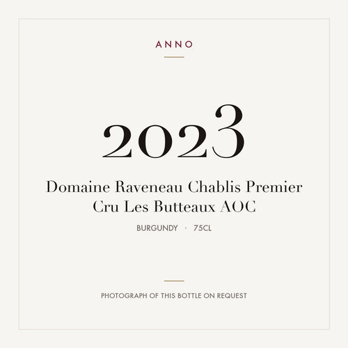 Domaine Raveneau Chablis Premier Cru Les Butteaux 2023 AOC 0,75l from Burgundy — ANNO vintage card; photograph of the actual bottle available on request