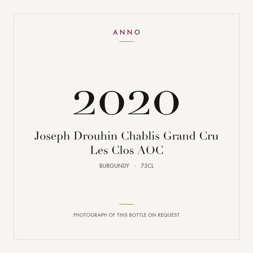 Joseph Drouhin Chablis Grand Cru Les Clos 2020 AOC 0,75l from Burgundy — ANNO vintage card; photograph of the actual bottle available on request