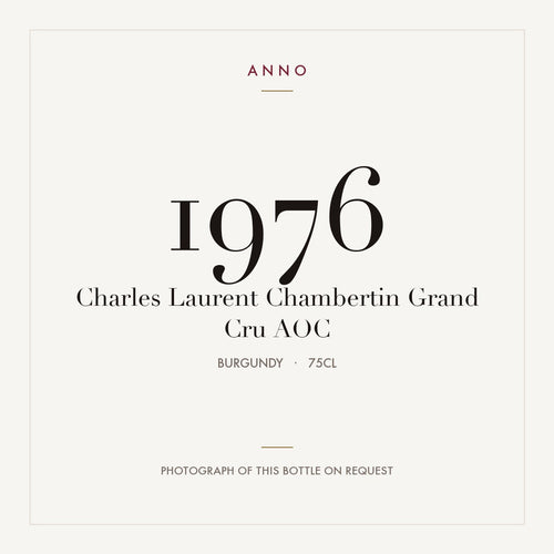 Charles Laurent Chambertin Grand Cru 1976 AOC 0,75l from Burgundy — ANNO vintage card; photograph of the actual bottle available on request