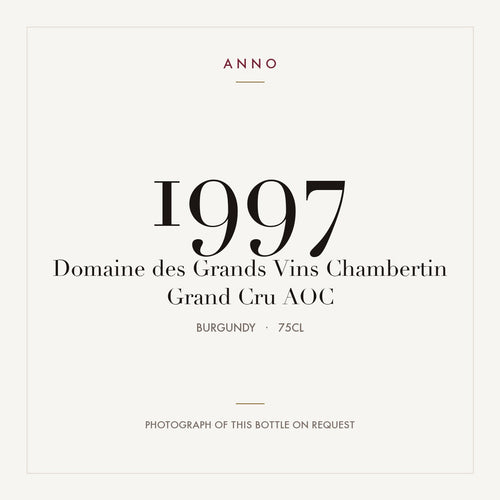 Domaine des Grands Vins Chambertin Grand Cru 1997 AOC 0,75l from Burgundy — ANNO vintage card; photograph of the actual bottle available on request