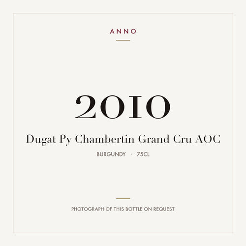 Dugat Py Chambertin Grand Cru 2010 AOC 0,75l from Burgundy — ANNO vintage card; photograph of the actual bottle available on request
