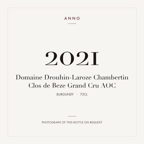 Domaine Drouhin-Laroze Chambertin Clos de Beze Grand Cru 2021 AOC 0,75l from Burgundy — ANNO vintage card; photograph of the actual bottle available on request