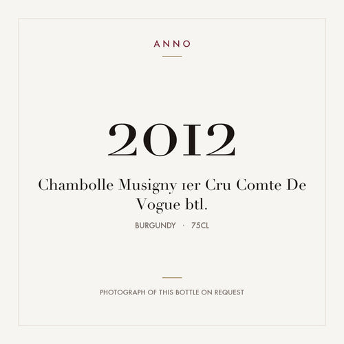 Comte de Vogue Chambolle-Musigny Premier Cru 2012 AOC 0,75l — card dell'annata ANNO; foto della bottiglia reale disponibile su richiesta