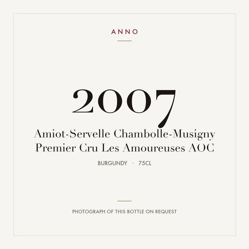 Amiot-Servelle Chambolle-Musigny Premier Cru Les Amoureuses 2007 AOC 0,75l from Burgundy — ANNO vintage card; photograph of the actual bottle available on request