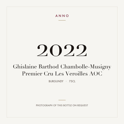 Ghislaine Barthod Chambolle-Musigny Premier Cru Les Veroilles 2022 AOC 0,75l from Burgundy — ANNO vintage card; photograph of the actual bottle available on request