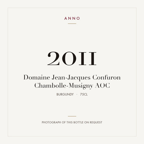 Domaine Jean-Jacques Confuron Chambolle-Musigny 2011 AOC 0,75l from Burgundy — ANNO vintage card; photograph of the actual bottle available on request