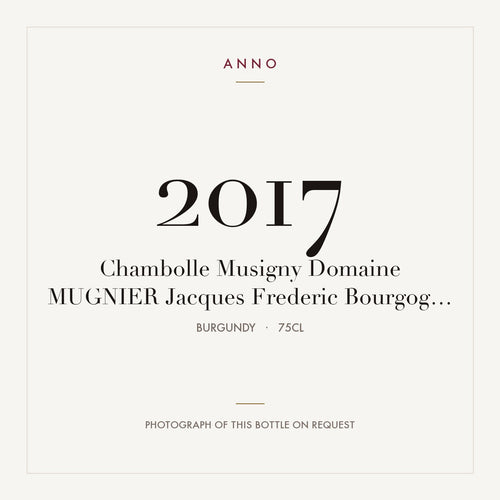 Domaine Jacques-Frederic Mugnier Chambolle-Musigny 2017 AOC 0,75l — ANNO-Jahrgangskarte; Foto der tatsächlichen Flasche auf Anfrage