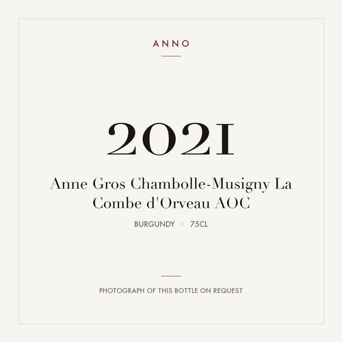 Anne Gros Chambolle-Musigny La Combe d'Orveau 2021 AOC 0,75l from Burgundy — ANNO vintage card; photograph of the actual bottle available on request