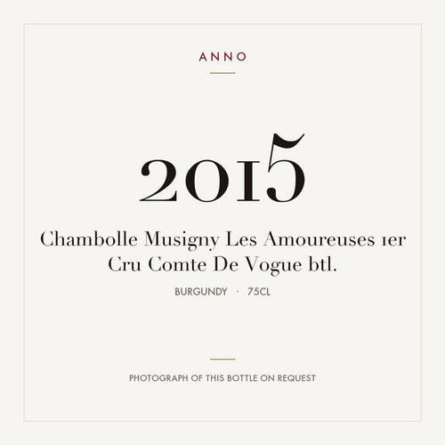 Comte de Vogue Chambolle-Musigny Premier Cru Les Amoureuses 2015 AOC 0,75l — carte millésime ANNO ; photo de la bouteille réelle disponible sur demande