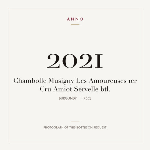Amiot-Servelle Chambolle-Musigny Premier Cru Les Amoureuses 2021 AOC 0,75l — ANNO-årgangskort; foto af den faktiske flaske på forespørgsel