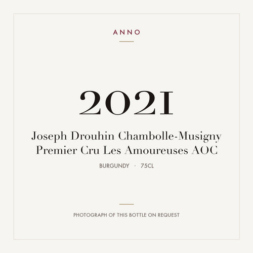 Joseph Drouhin Chambolle-Musigny Premier Cru Les Amoureuses 2021 AOC 0,75l from Burgundy — ANNO vintage card; photograph of the actual bottle available on request