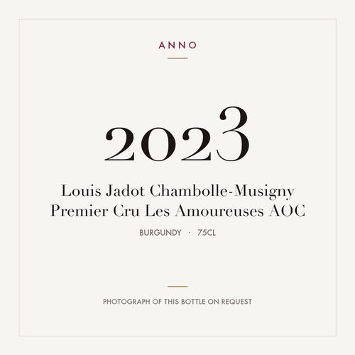 Louis Jadot Chambolle-Musigny Premier Cru Les Amoureuses 2023 AOC 0,75l from Burgundy — ANNO vintage card; photograph of the actual bottle available on request