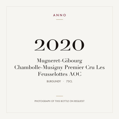Mugneret-Gibourg Chambolle-Musigny Premier Cru Les Feusselottes 2020 AOC 0,75l from Burgundy — ANNO vintage card; photograph of the actual bottle available on request