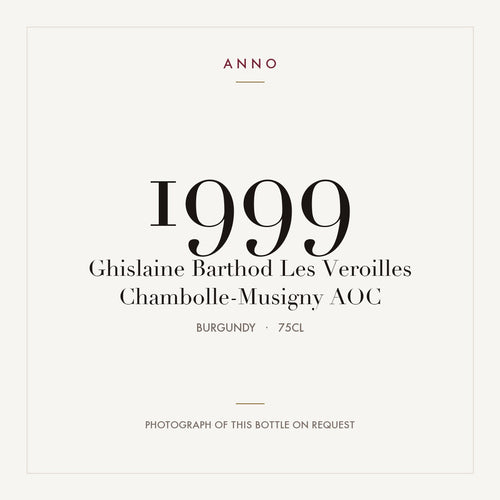Ghislaine Barthod Les Veroilles Chambolle-Musigny 1999 AOC 0,75l from Burgundy — ANNO vintage card; photograph of the actual bottle available on request