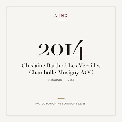 Ghislaine Barthod Les Veroilles Chambolle-Musigny 2014 AOC 0,75l from Burgundy — ANNO vintage card; photograph of the actual bottle available on request