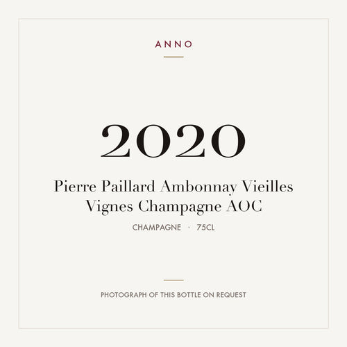 Pierre Paillard Ambonnay Vieilles Vignes Champagne 2020 AOC 0,75l from Champagne — ANNO vintage card; photograph of the actual bottle available on request