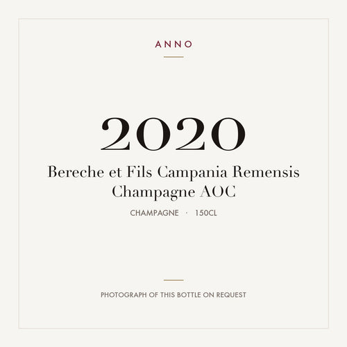 Bereche et Fils Campania Remensis Champagne 2020 AOC 1,5l, Champagne — cartão de colheita ANNO; fotografia da garrafa real disponível a pedido
