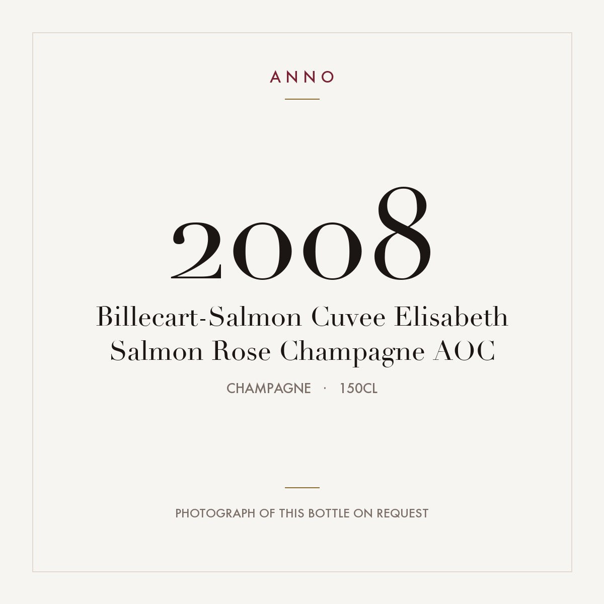 Billecart-Salmon Cuvee Elisabeth Salmon Rose Champagne 2008 AOC 1,5l, Шампань — карточка урожая ANNO; фото настоящей бутылки по запросу