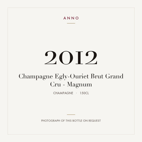 Egly-Ouriet Brut Champagne Grand Cru 2012 AOC 1,5l — card dell'annata ANNO; foto della bottiglia reale disponibile su richiesta