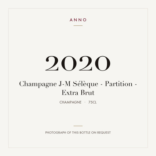 J-M Seleque Partition Extra Brut Champagne 2020 AOC 0,75l — ANNO vintage card; photograph of the actual bottle available on request