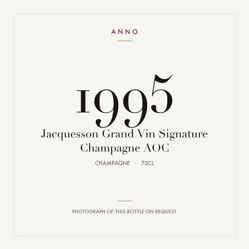 Jacquesson Grand Vin Signature Champagne 1995 AOC 0,75l from Champagne — ANNO vintage card; photograph of the actual bottle available on request
