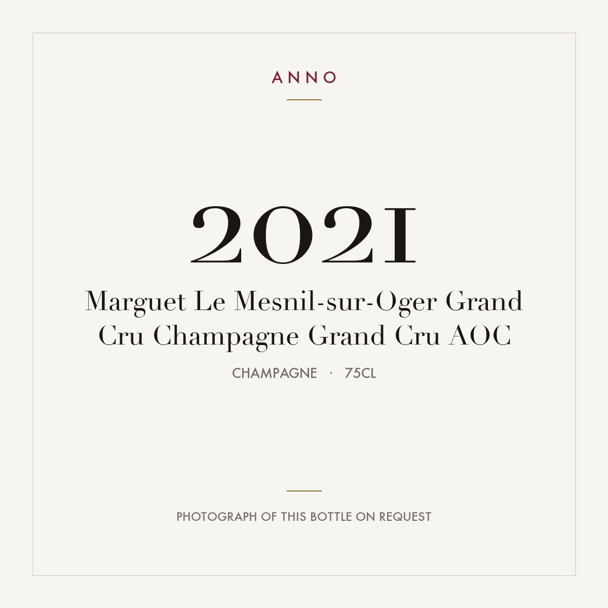 Marguet Le Mesnil-sur-Oger Grand Cru Champagne Grand Cru 2021 AOC 0,75l, 香檳區 — ANNO 年份卡；實際酒瓶照片可應要求提供