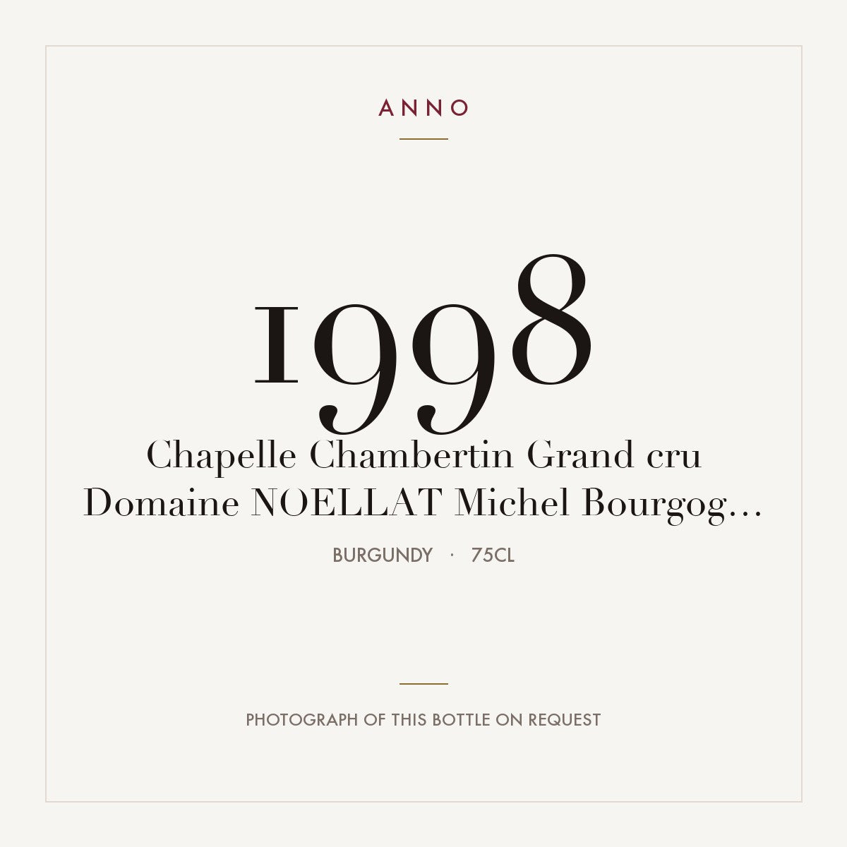 Domaine Michel Noellat Chapelle-Chambertin Grand Cru 1998 AOC 0,75l — ANNO vintage card; photograph of the actual bottle available on request