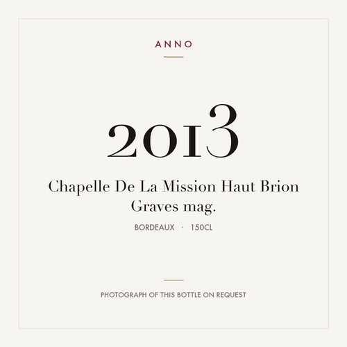 Chapelle de La Mission Haut-Brion Graves 2013 AOC 1,5l — ANNO-jaargangkaart; foto van de echte fles op aanvraag