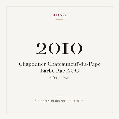 Chapoutier Chateauneuf-du-Pape Barbe Rac 2010 AOC 0,75l from Rhône — ANNO vintage card; photograph of the actual bottle available on request