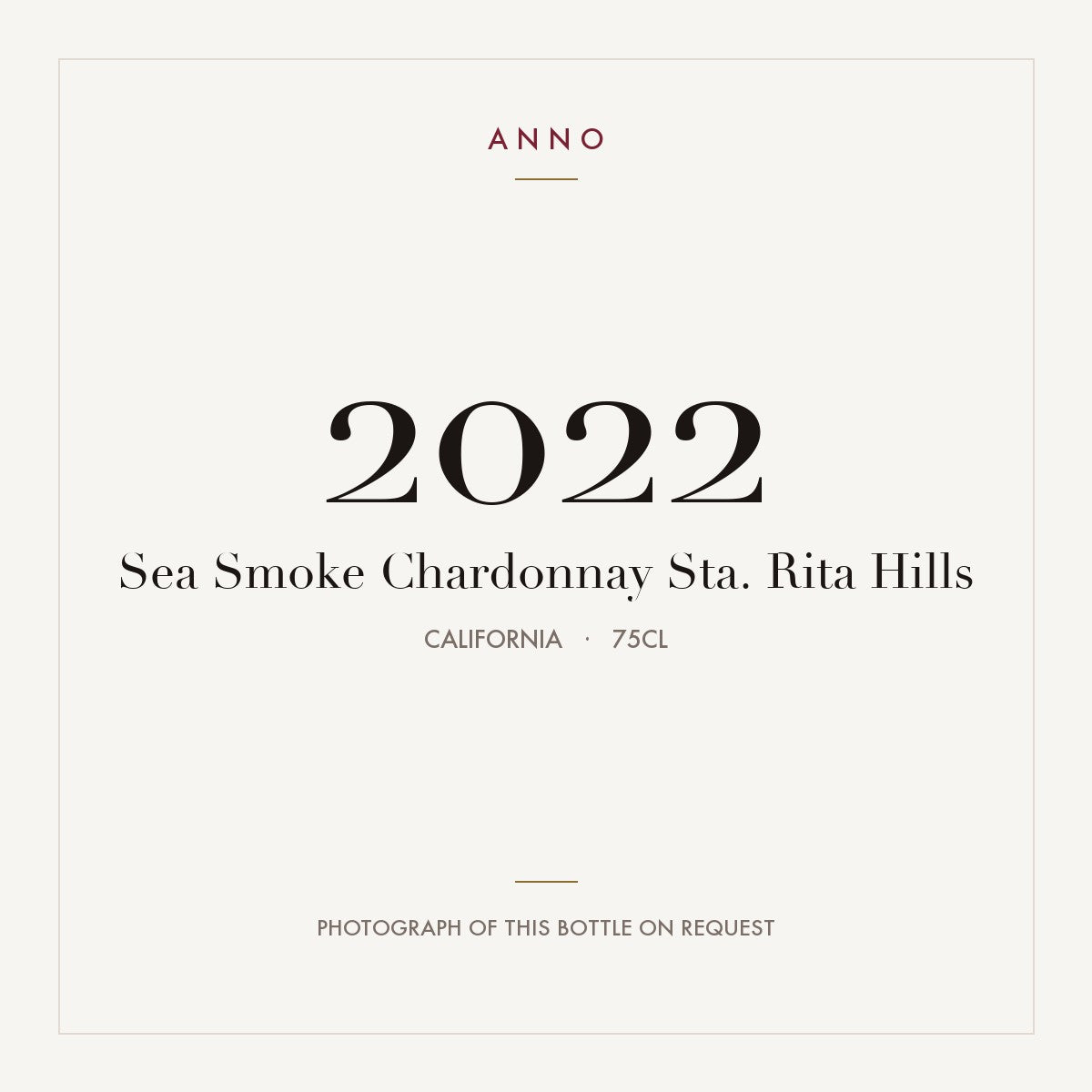 Sea Smoke Chardonnay Sta. Rita Hills 2022 0,75l, 加州 — ANNO 年份卡；實際酒瓶照片可應要求提供