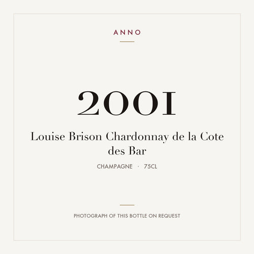 Louise Brison Chardonnay de la Cote des Bar 2001 0,75l from Champagne — ANNO vintage card; photograph of the actual bottle available on request