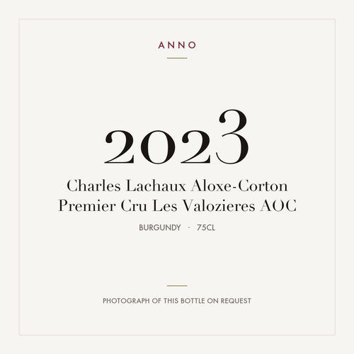 Charles Lachaux Aloxe-Corton Premier Cru Les Valozieres 2023 AOC 0,75l, Borgonha — cartão de colheita ANNO; fotografia da garrafa real disponível a pedido
