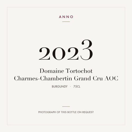 Domaine Tortochot Charmes-Chambertin Grand Cru 2023 AOC 0,75l from Burgundy — ANNO vintage card; photograph of the actual bottle available on request