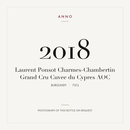 Laurent Ponsot Charmes-Chambertin Grand Cru Cuvee du Cypres 2018 AOC 0,75l from Burgundy — ANNO vintage card; photograph of the actual bottle available on request