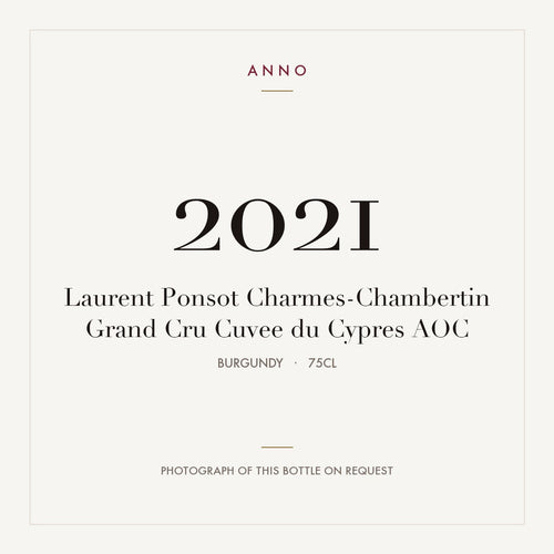 Laurent Ponsot Charmes-Chambertin Grand Cru Cuvee du Cypres 2021 AOC 0,75l from Burgundy — ANNO vintage card; photograph of the actual bottle available on request