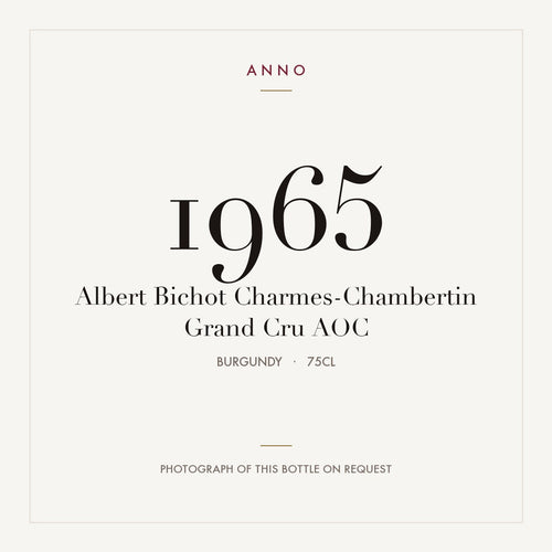 Albert Bichot Charmes-Chambertin Grand Cru 1965 AOC 0,75l from Burgundy — ANNO vintage card; photograph of the actual bottle available on request
