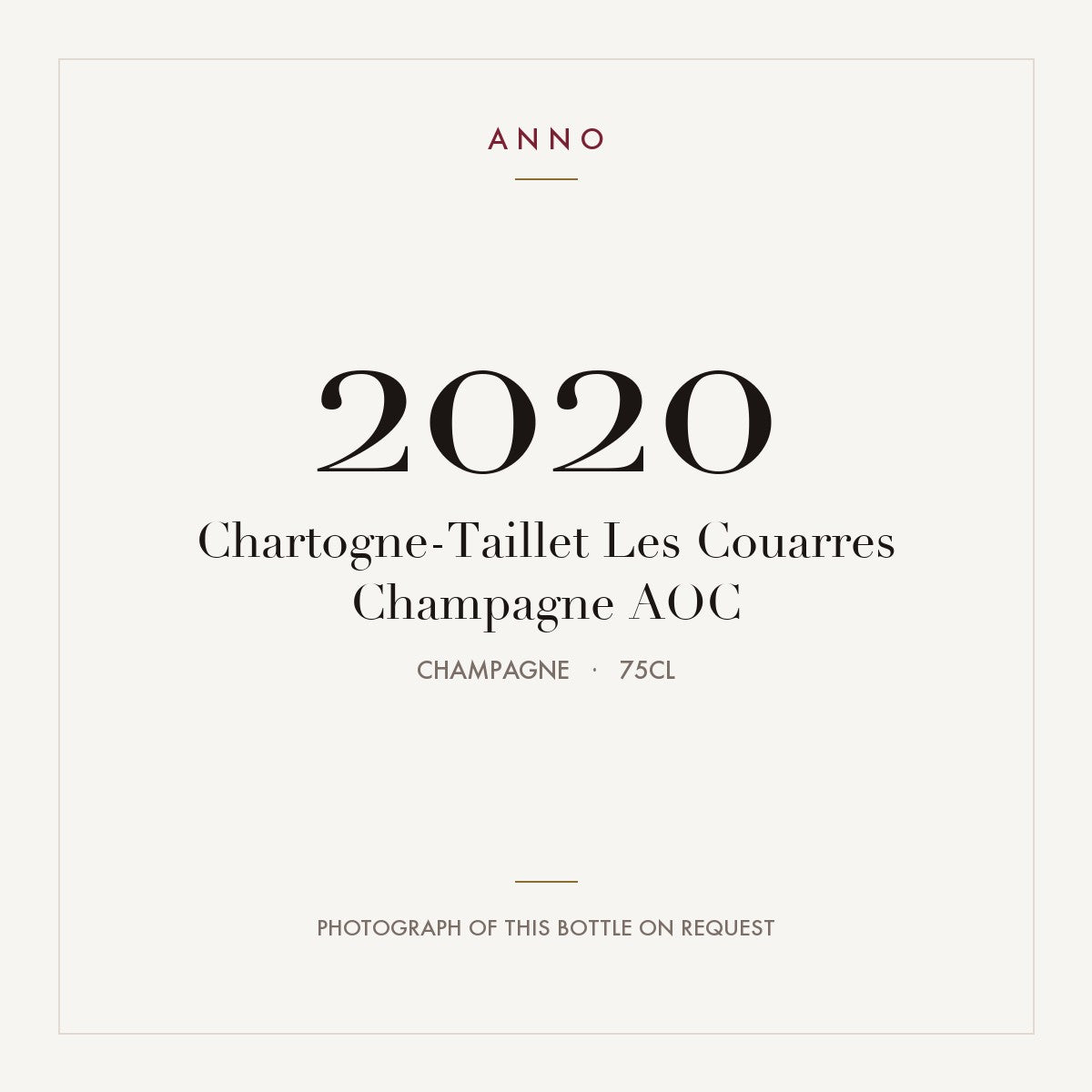 Chartogne-Taillet Les Couarres Champagne 2020 AOC 0,75l, 香檳區 — ANNO 年份卡；實際酒瓶照片可應要求提供